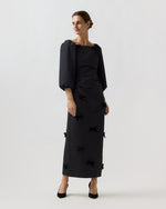 Load image into Gallery viewer, Antonia Dress in Black Silk Faille
