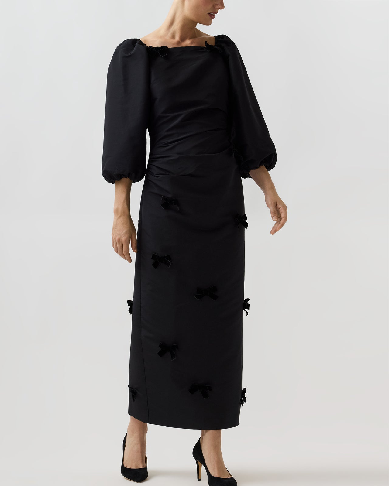 Antonia Dress in Black Silk Faille