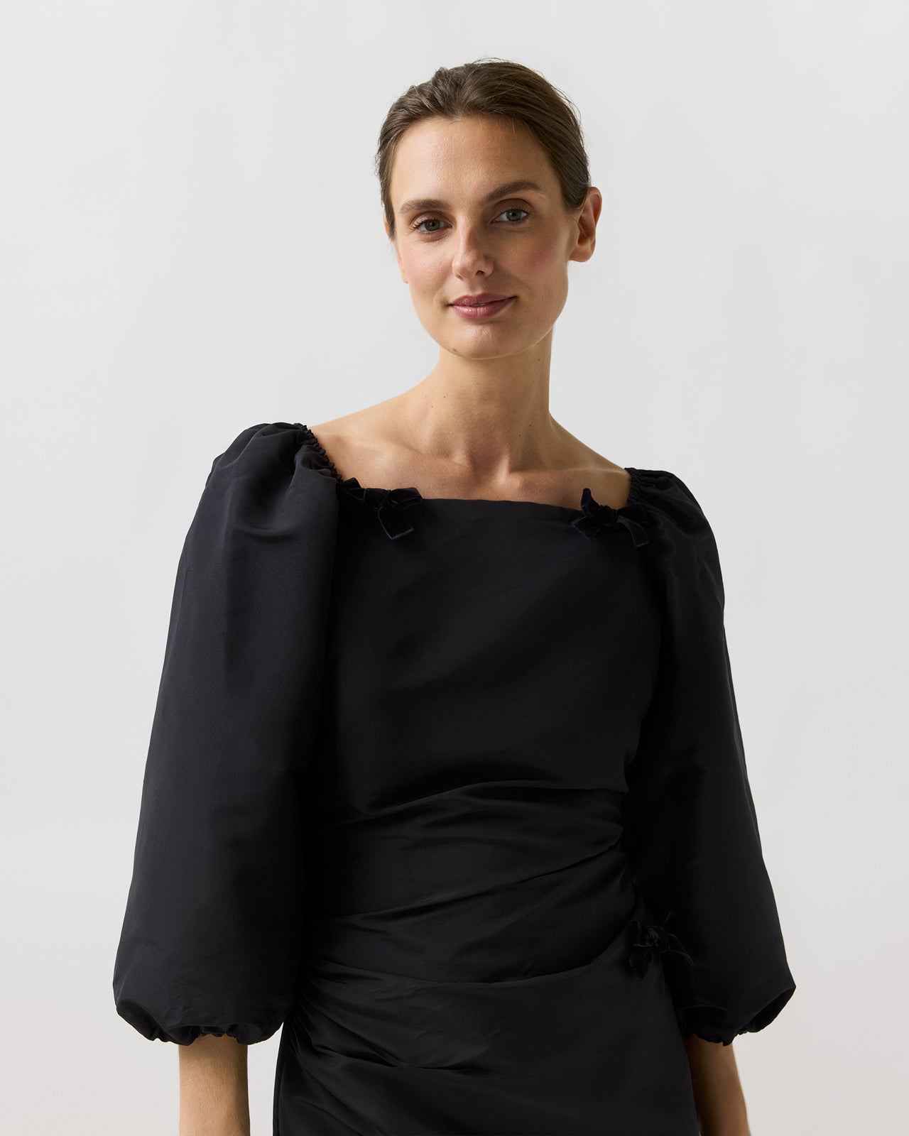 Antonia Dress in Black Silk Faille