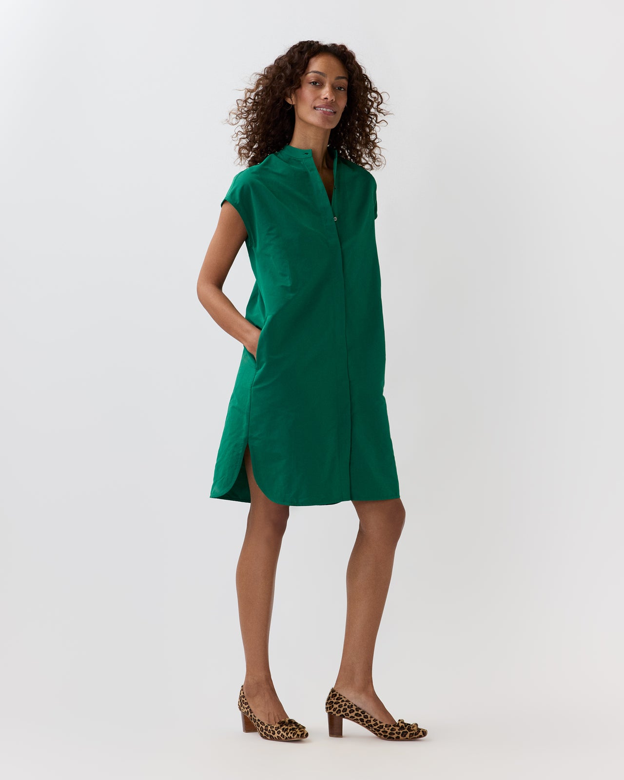 Atelier Shirtdress in Evergreen Nylon Faille