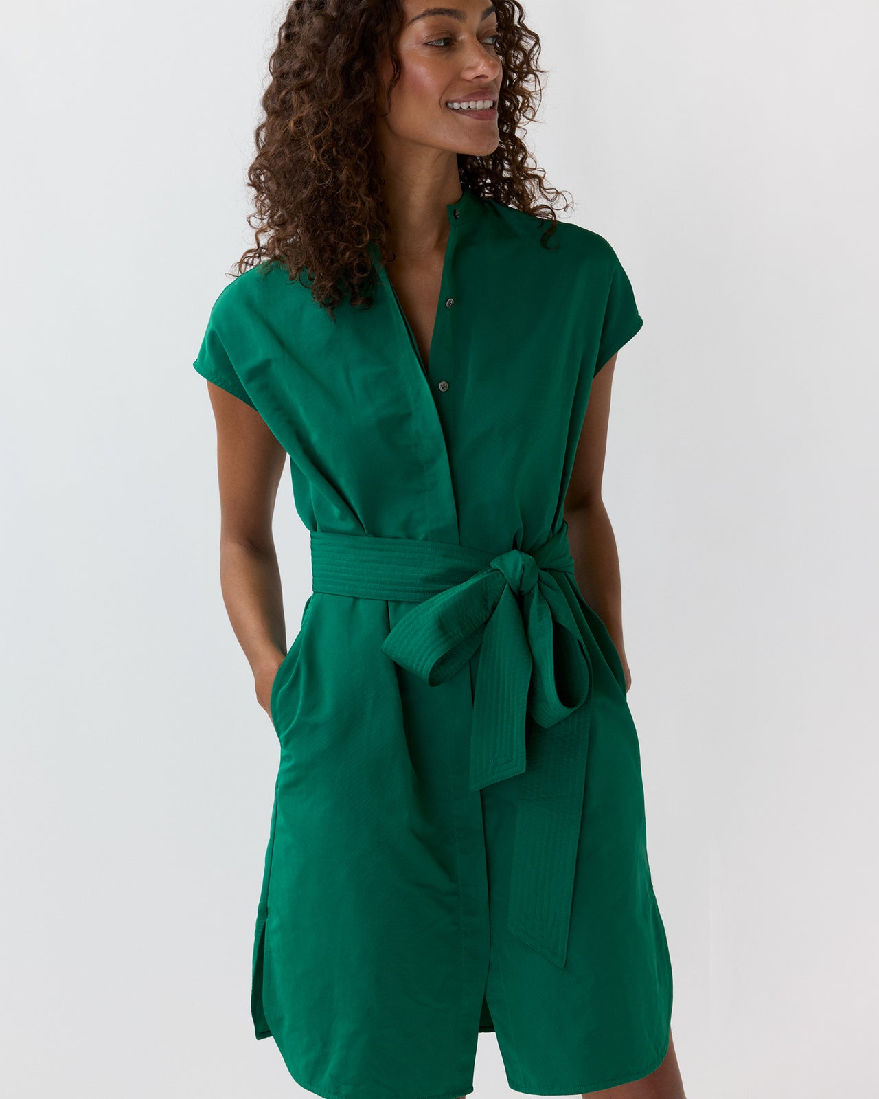 Atelier Shirtdress in Evergreen Nylon Faille