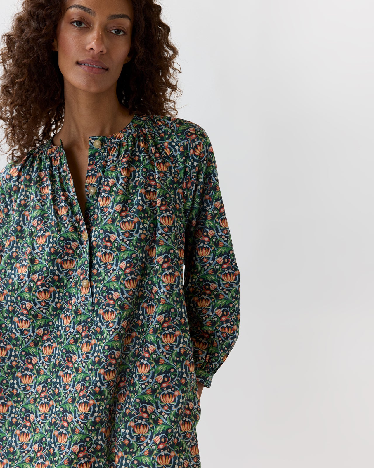 Callie Dress in Navy/Multi The Garden Room Liberty Fabric