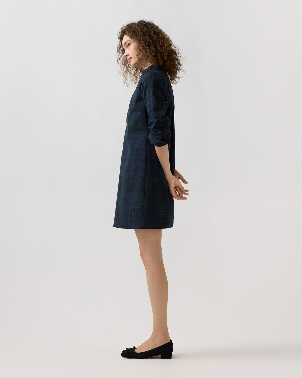 Mackey Dress in Blackwatch Patchwork Double-Weave
