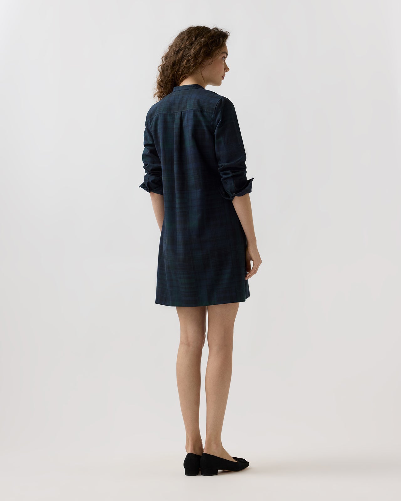 Mackey Dress in Blackwatch Patchwork Double-Weave