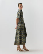 Load image into Gallery viewer, Nathalie Dress in Spruce/Tobacco/Multi Painted Tapestry Poplin
