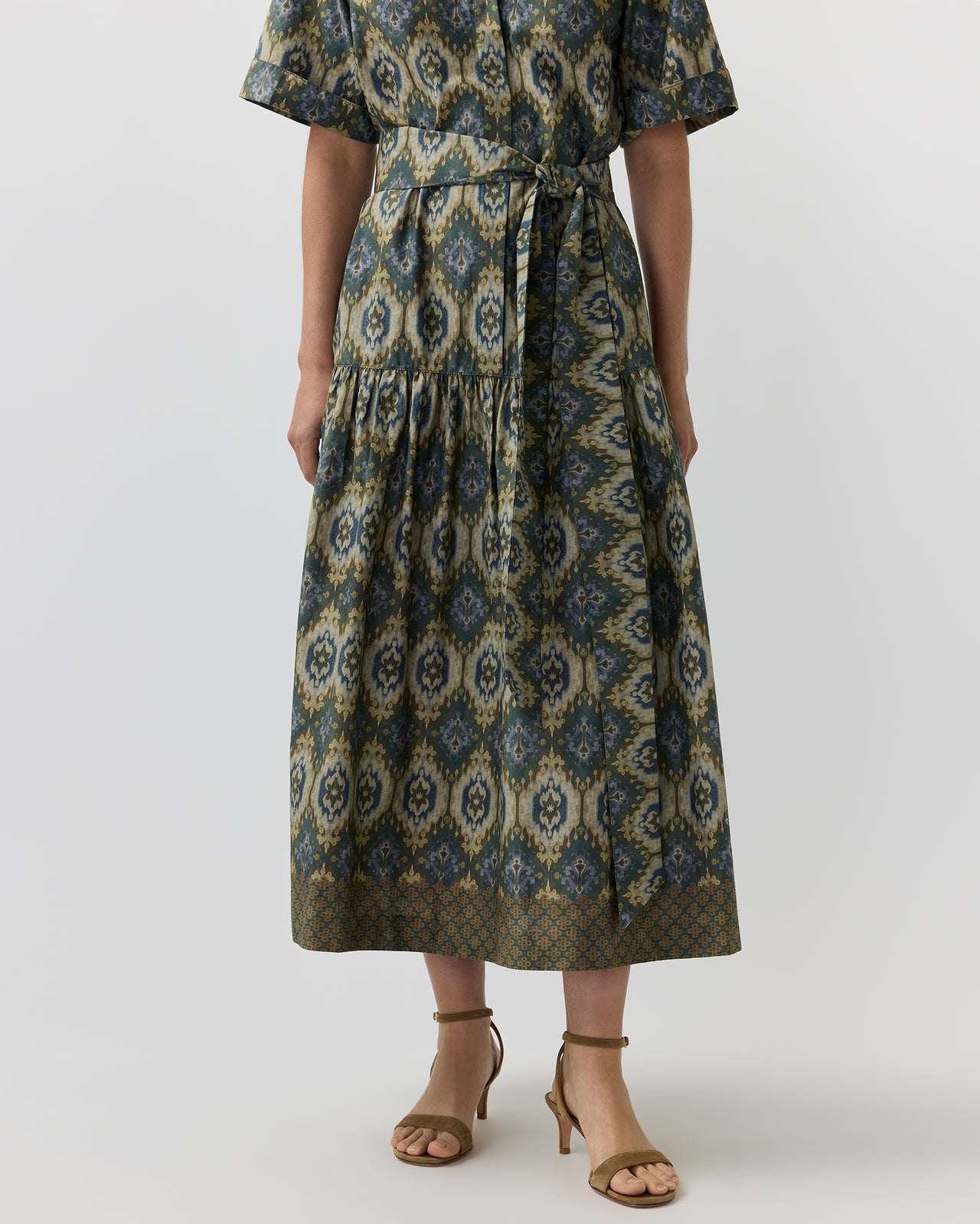 Nathalie Dress in Spruce/Tobacco/Multi Painted Tapestry Poplin