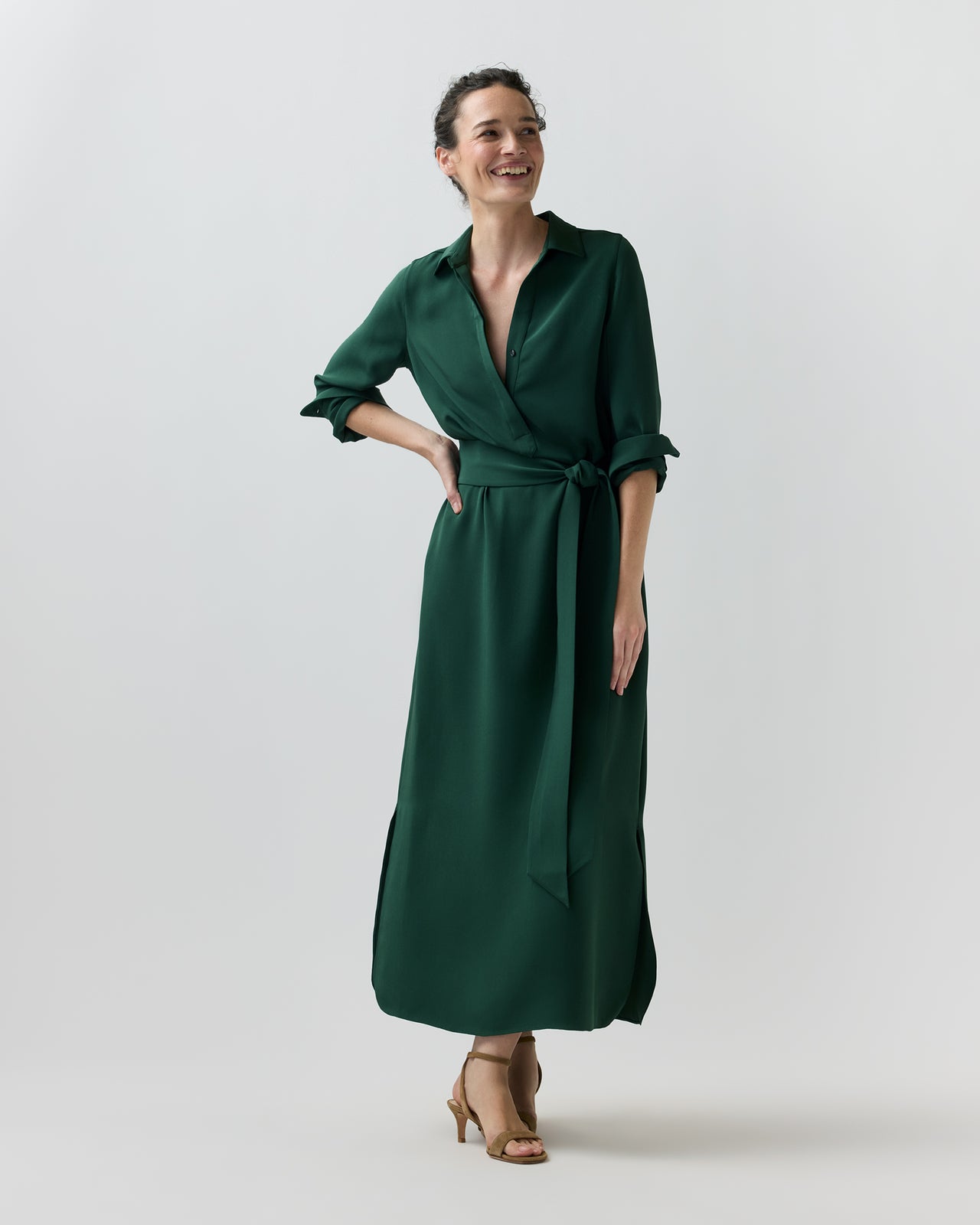 Piper Maxi Dress in Hunter Silk Crepe De Chine