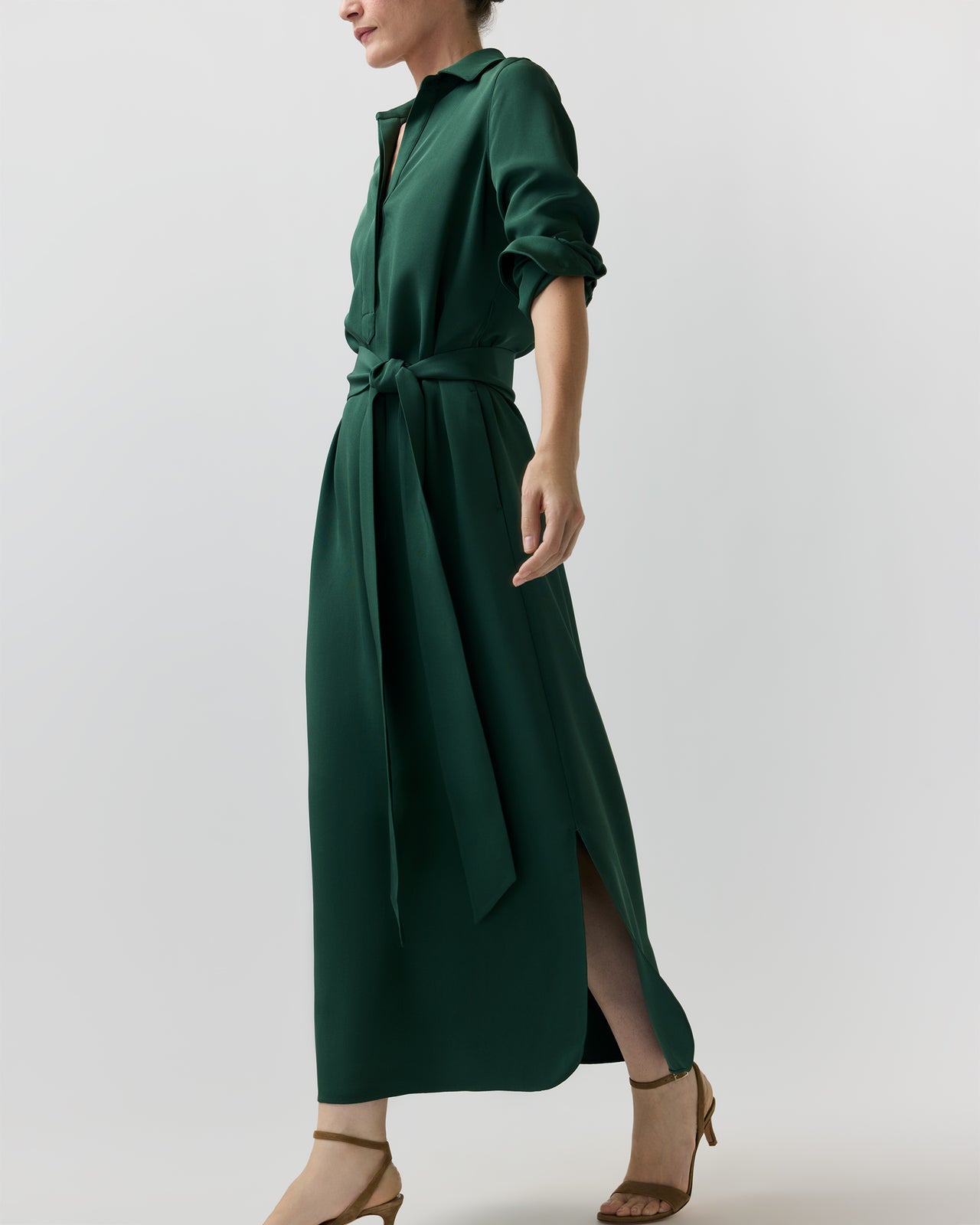 Piper Maxi Dress in Hunter Silk Crepe De Chine