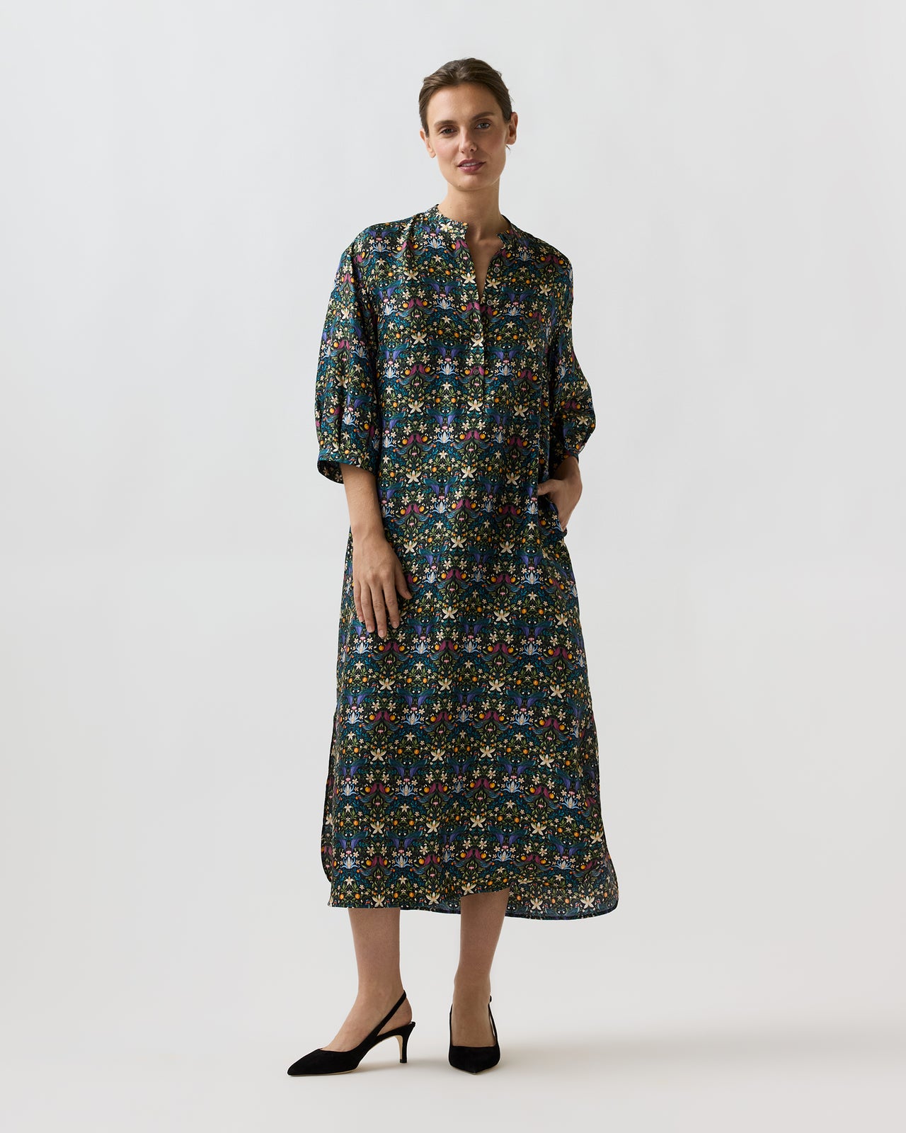 Tessa Dress in Forbidden Fruit Liberty Fabric Silk Twill