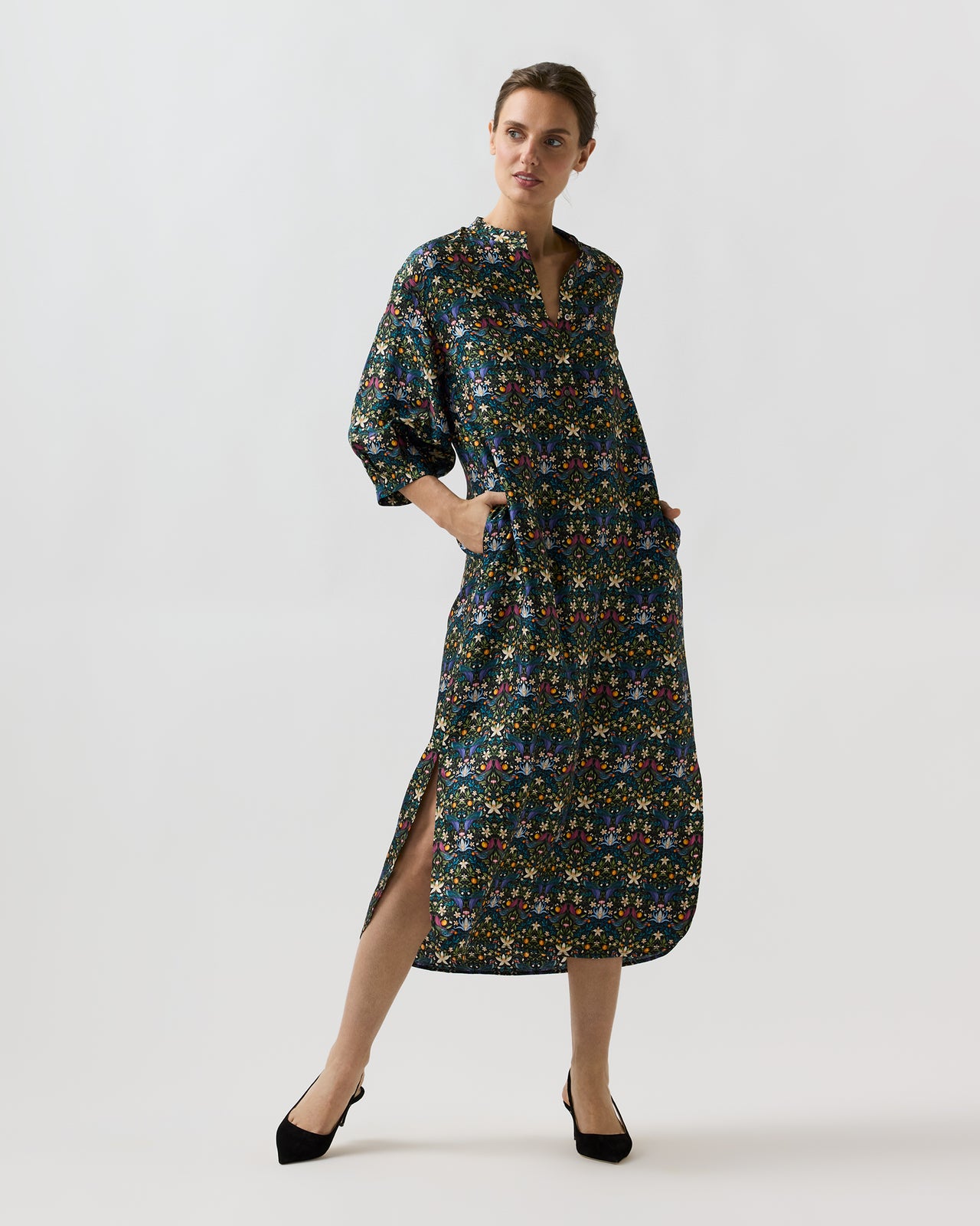 Tessa Dress in Forbidden Fruit Liberty Fabric Silk Twill