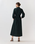 Load image into Gallery viewer, Virginia Dress in Navy/Forest Paisley Poplin
