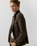 Load image into Gallery viewer, Cecile Cargo Jacket in Bark Crinkle Cotton/Wool
