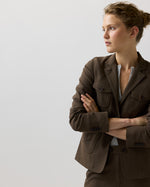 Load image into Gallery viewer, Cecile Cargo Jacket in Bark Crinkle Cotton/Wool
