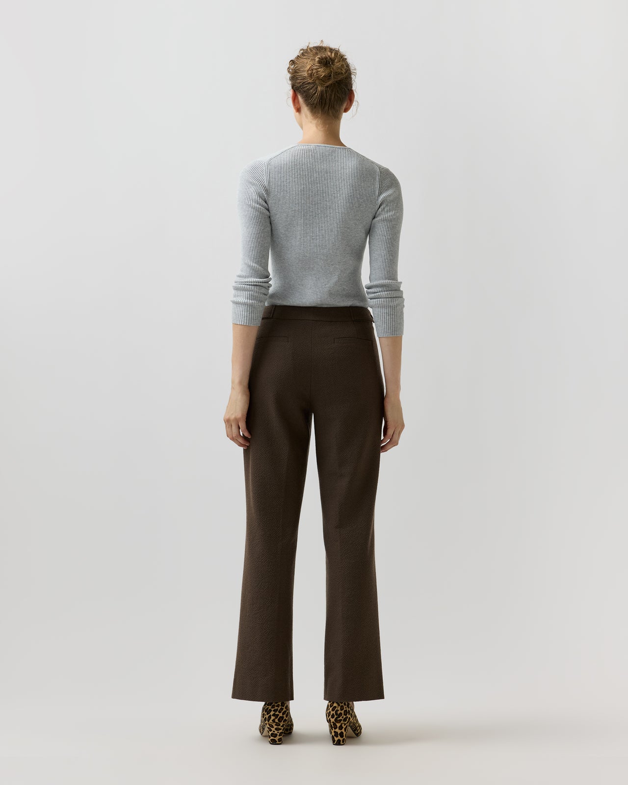 Billie Pant in Bark Crinkle Cotton/Wool