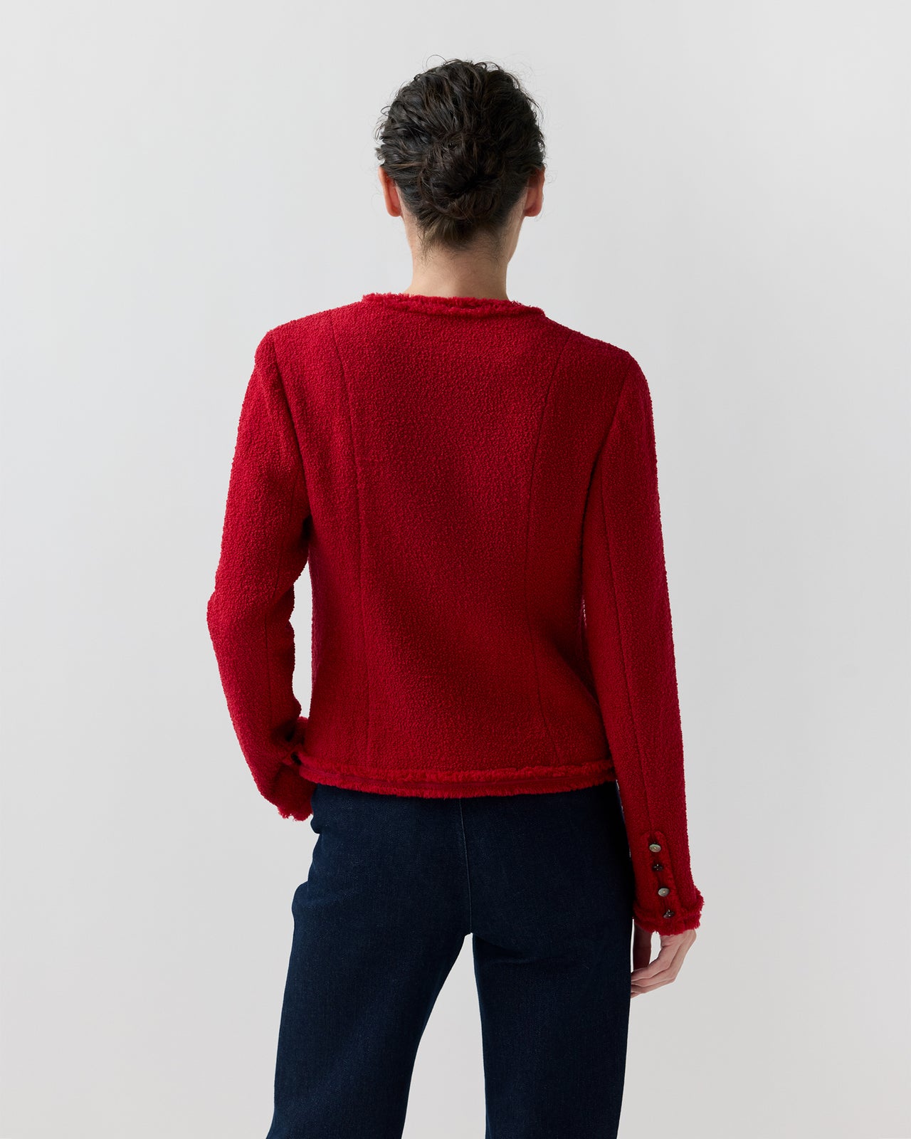 Essie Jacket in Red Boucle Tweed