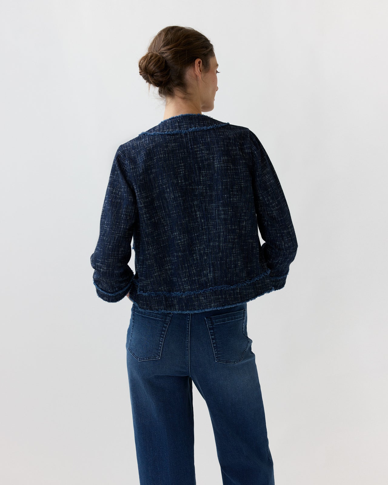 Kiki Jacket in Indigo Tic-Weave Jacquard