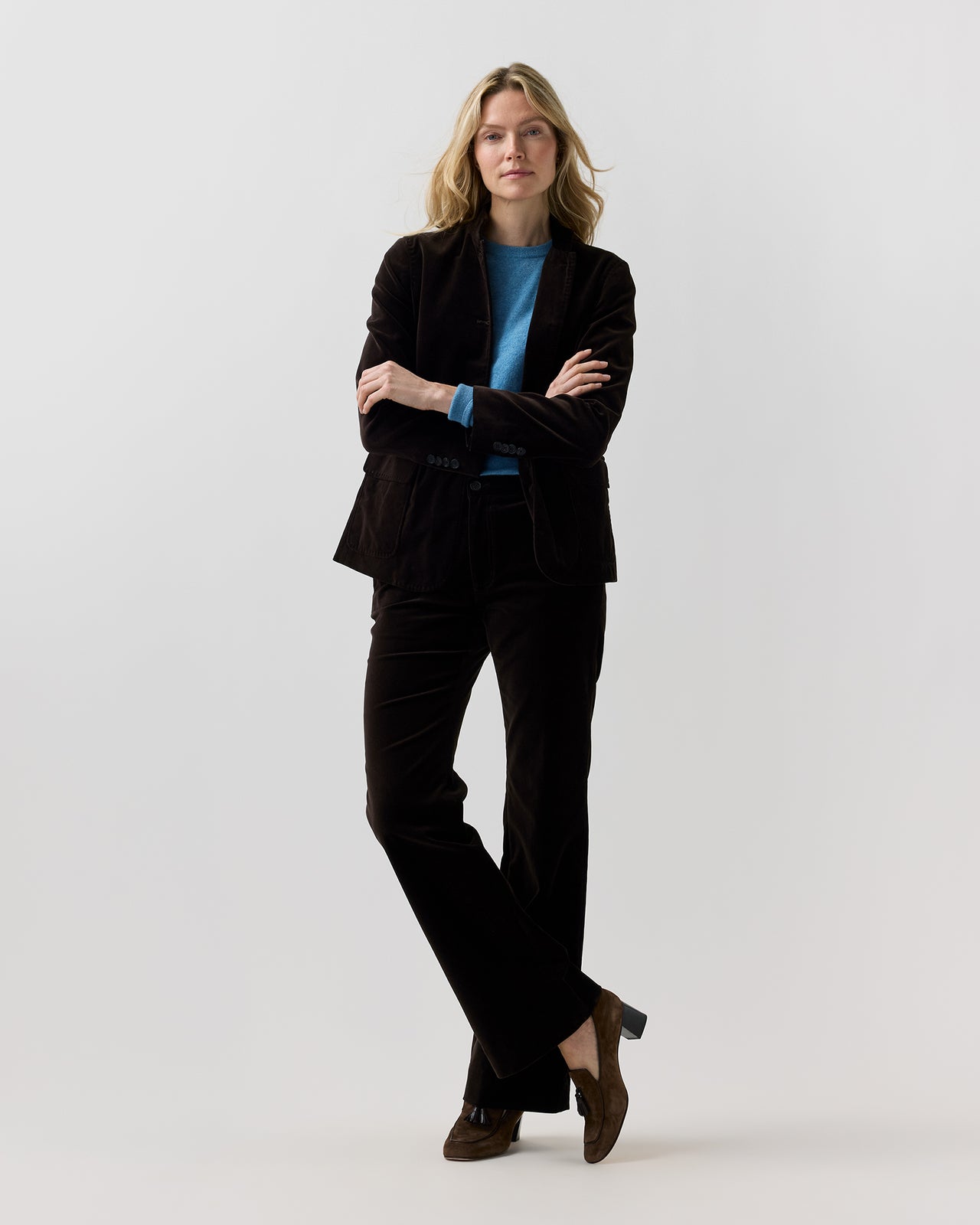 Lindy Trouser in Chocolate Stretch Velveteen