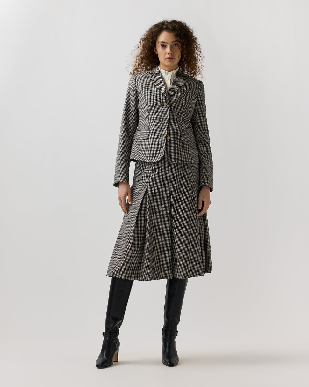 Francesca Skirt in Navy/Chocolate Houndstooth