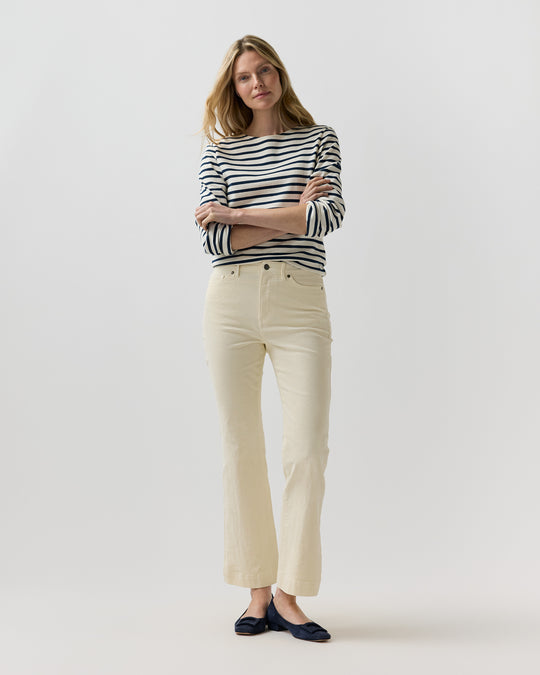 Kendall Flare 5-Pocket Jean in Ivory Stretch Corduroy