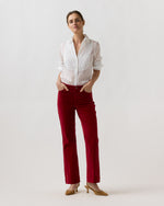Load image into Gallery viewer, Kendall Flare 5-Pocket Jean in Red Stretch Velveteen
