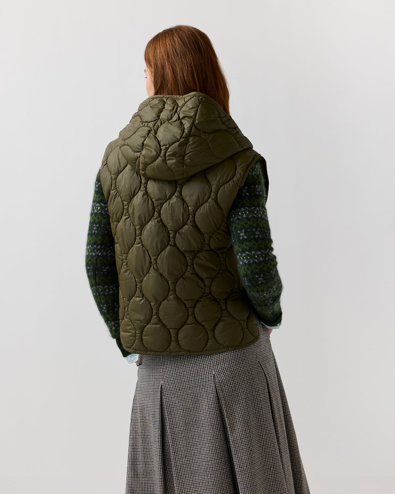 Jenny Cashball Hooded Vest in Olive Nylon