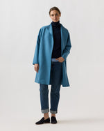 Load image into Gallery viewer, Kimono Carina Coat in Delft Blue Pressed Boiled Wool

