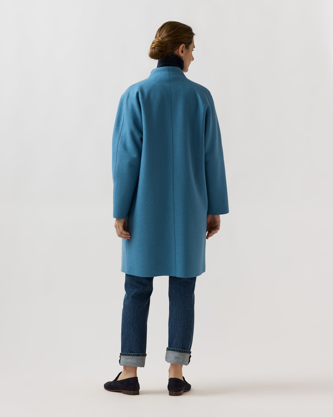 Kimono Carina Coat in Delft Blue Pressed Boiled Wool