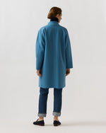 Load image into Gallery viewer, Kimono Carina Coat in Delft Blue Pressed Boiled Wool
