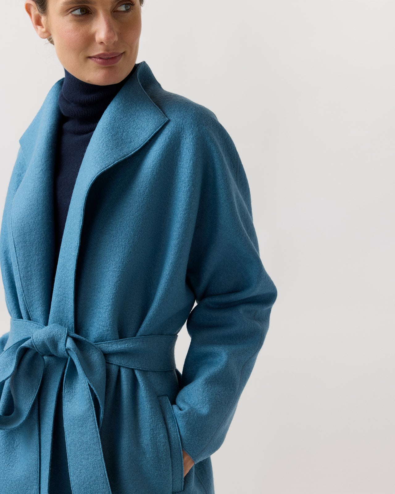 Kimono Carina Coat in Delft Blue Pressed Boiled Wool