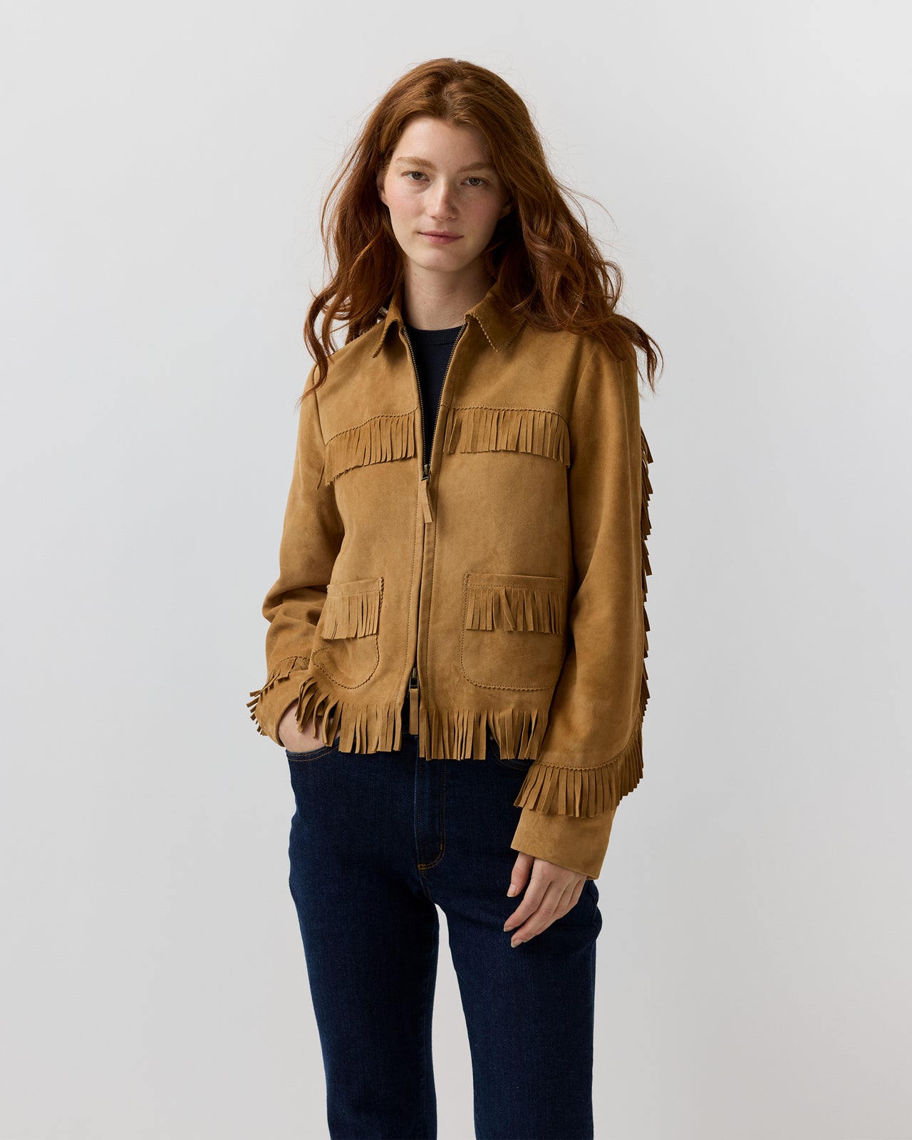Lorena Jacket in Camel Suede