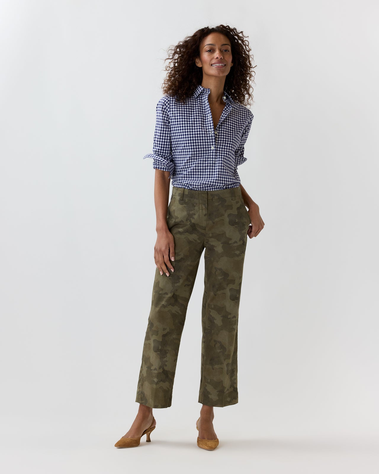 Frankie Cropped Pant in Camo Stretch Twill
