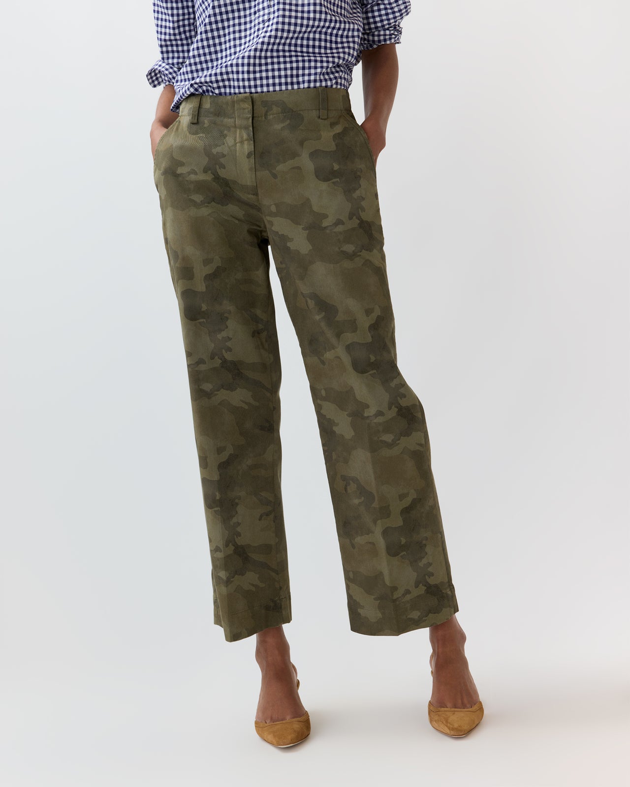 Frankie Cropped Pant in Camo Stretch Twill
