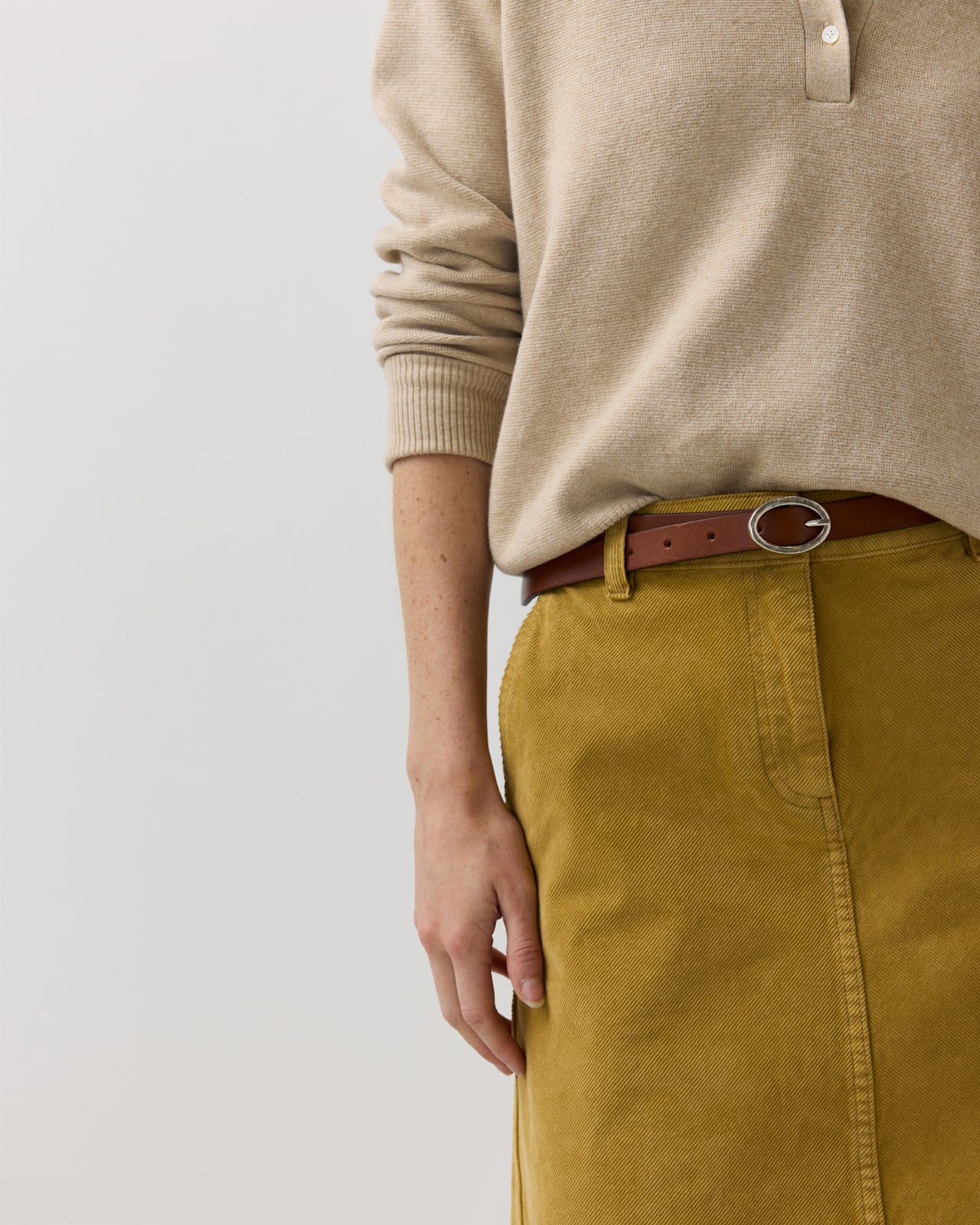 Connelly Skirt in Gold Stretch Corduroy