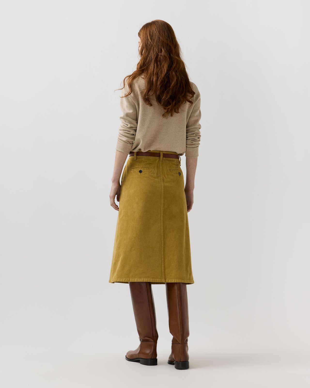 Connelly Skirt in Gold Stretch Corduroy