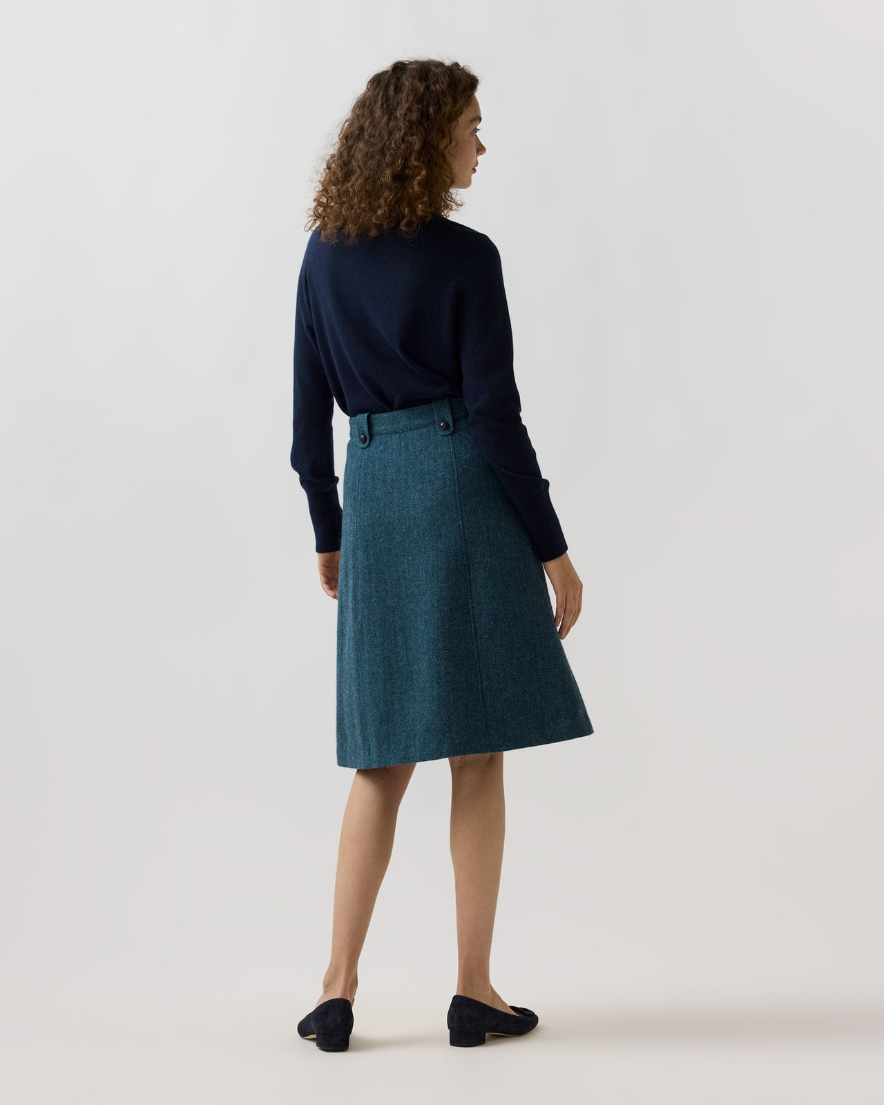 Meadow Skirt in Cypress Herringbone Wool