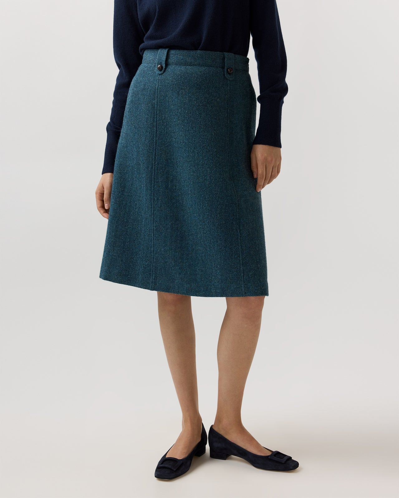 Meadow Skirt in Cypress Herringbone Wool