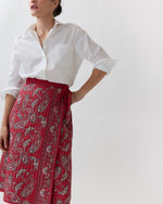 Load image into Gallery viewer, Quilted Adley Wrap Skirt in Red/Navy Bandana Poplin
