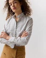 Load image into Gallery viewer, Frill Shirt in Olive/Bark Tattersall Poplin
