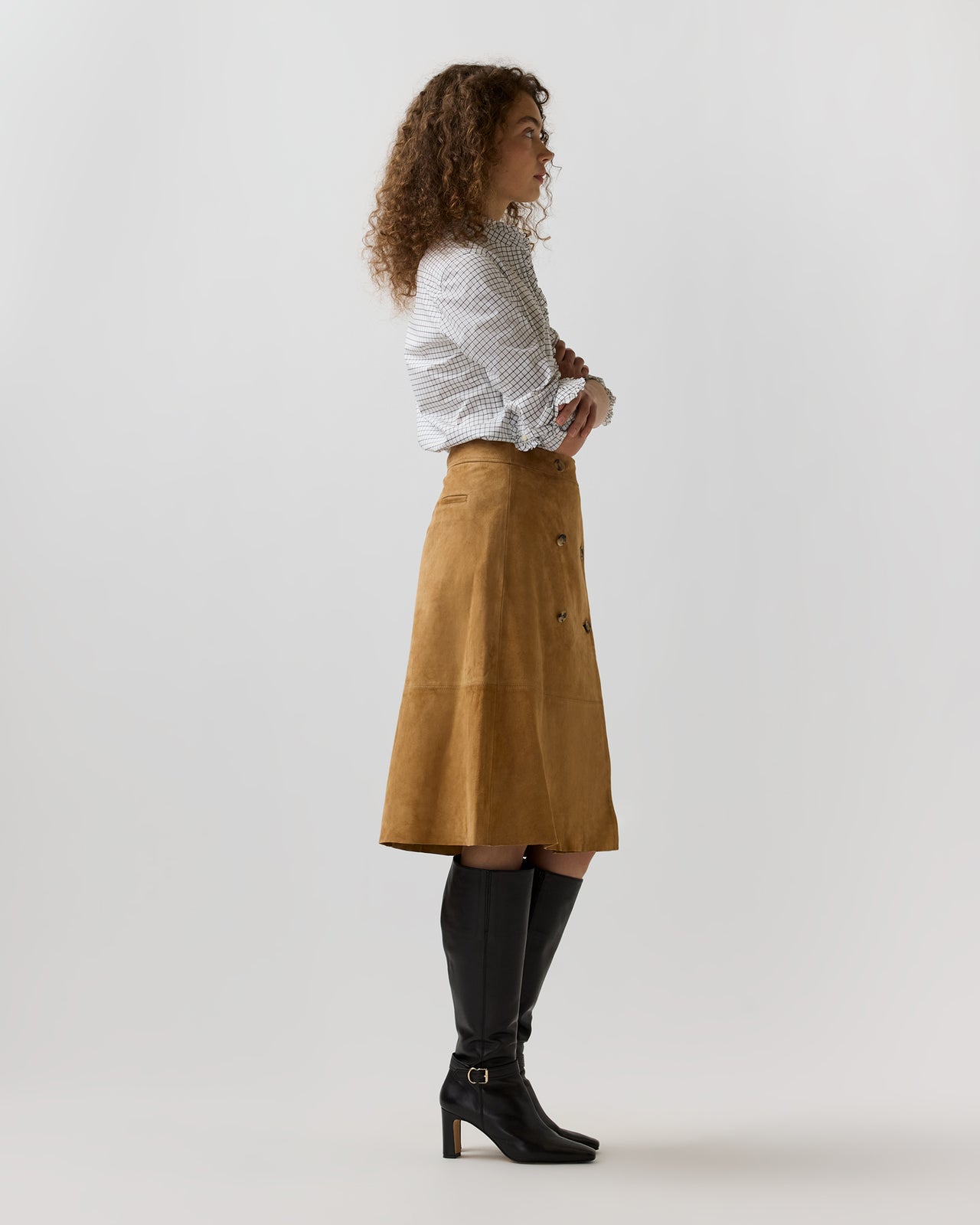Janey Skirt in Camel Suede
