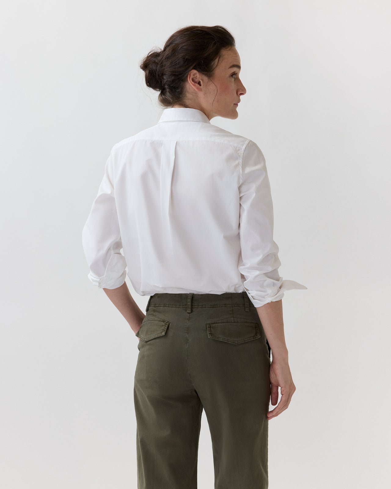 Lettie Shirt in White/Sky Small Bengal Stripe Poplin