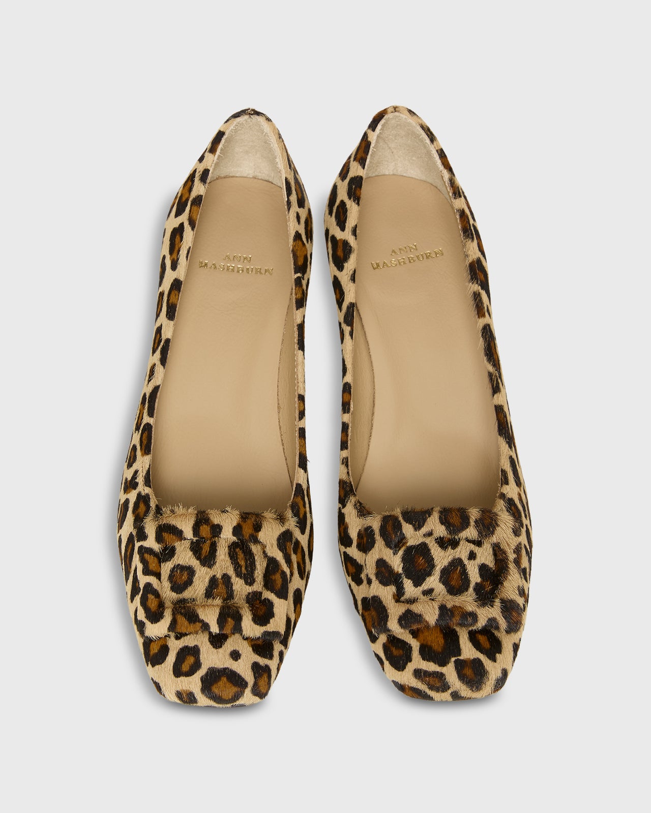 Buckle Heel in Leopard Calf Hair