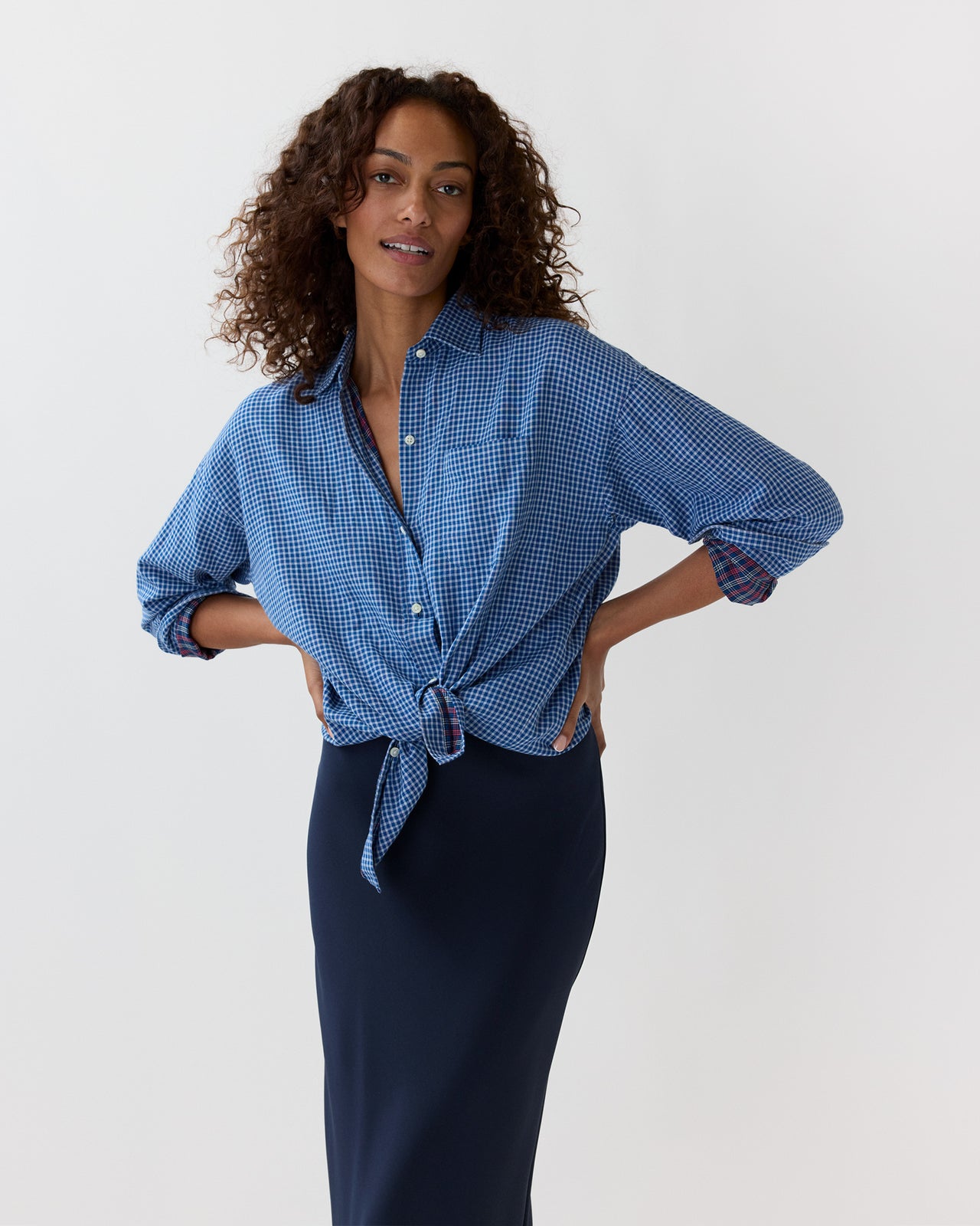 Weekender Shirt in Blue/Rose Double-Weave Check