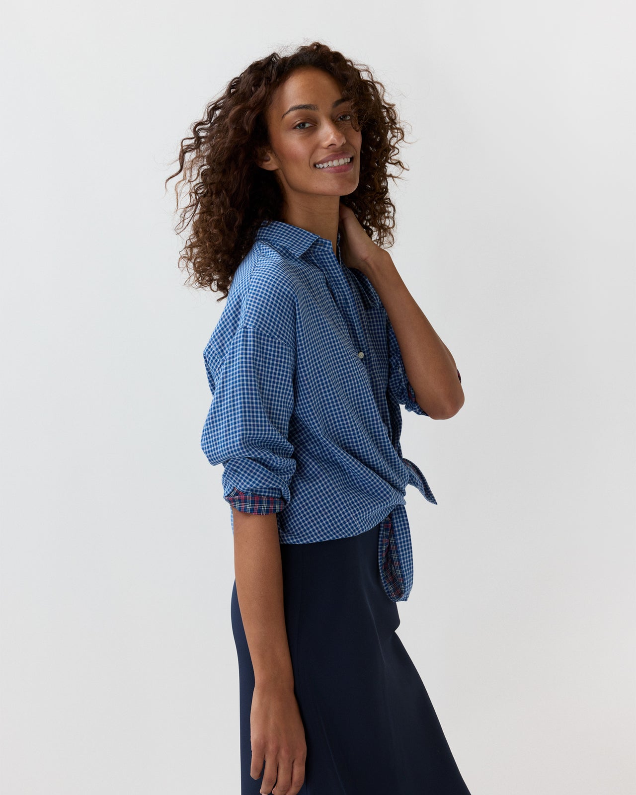 Weekender Shirt in Blue/Rose Double-Weave Check