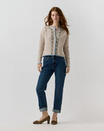 Load image into Gallery viewer, Aloise Embroidered Sweater in Oatmeal/Multi Extra Fine Merino Wool
