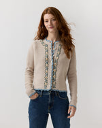 Load image into Gallery viewer, Aloise Embroidered Sweater in Oatmeal/Multi Extra Fine Merino Wool
