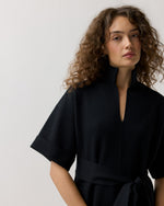 Load image into Gallery viewer, Julia Sweater Dress in Black Extra Fine Merino Wool
