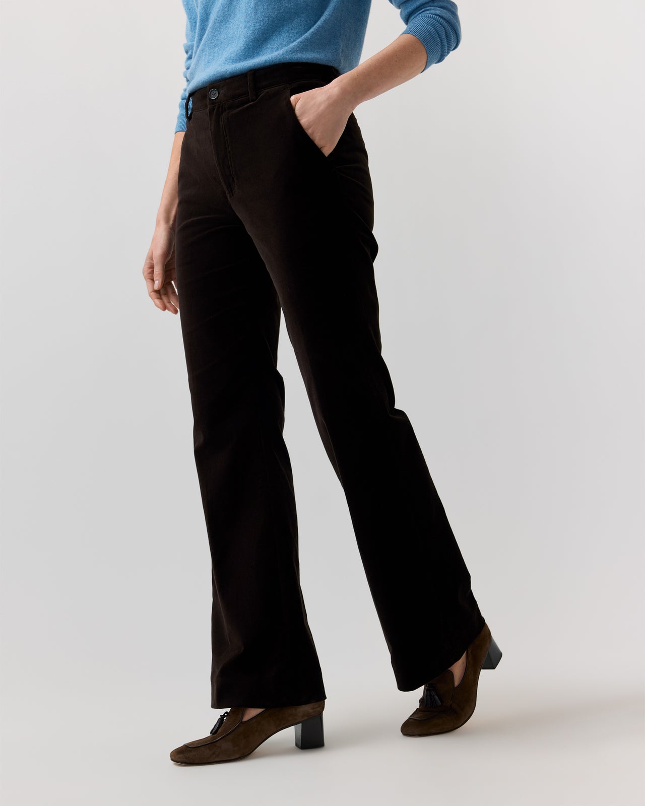 Lindy Trouser in Chocolate Stretch Velveteen