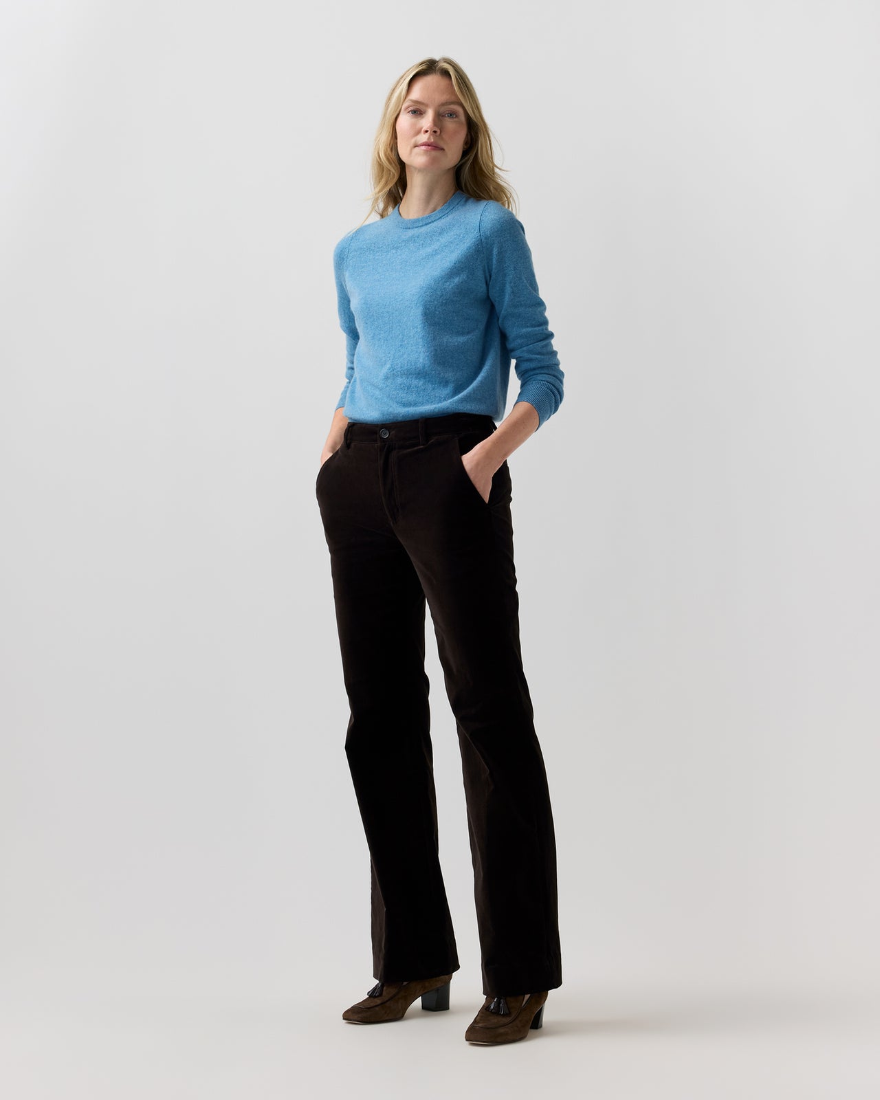Lindy Trouser in Chocolate Stretch Velveteen