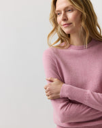Load image into Gallery viewer, Kit Crewneck Sweater in Heather Cherry Cashmere
