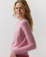 Load image into Gallery viewer, Kit Crewneck Sweater in Heather Cherry Cashmere
